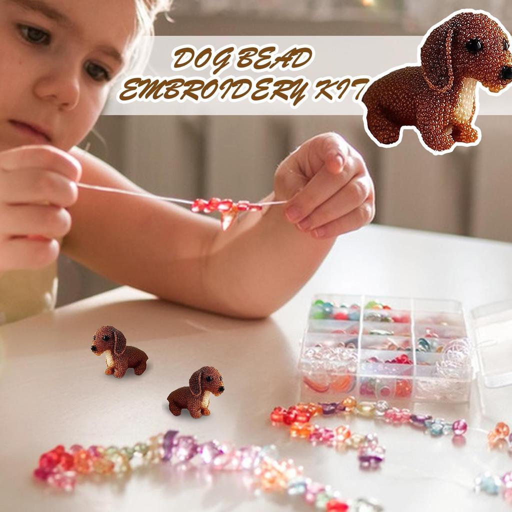 Bead Embroidery Kit Three-Dimensional Dog Animal Bead Embroidery Kit Ornament Making Sewing Art Complete Accessories For Animal