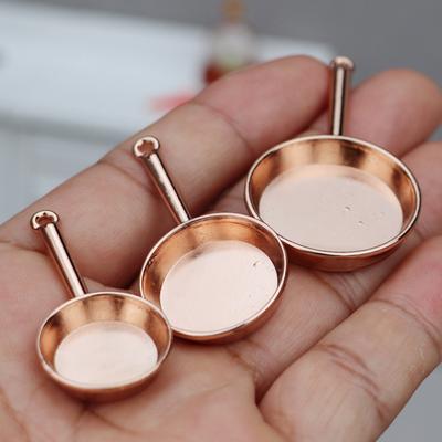 3Pcs 1:12 Scale Dollhouse Frypan Miniature Cooking Pot Compact Frying Pans for Dollhouse Kitchen Decoration