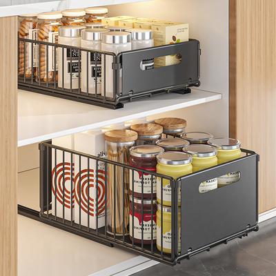 Kitchen Storage Rack Pull Out Cabinet Organizer Slide Drawer Storage Tray Seasoning Bottle Spice Storage Rack Kitchen Organizer
