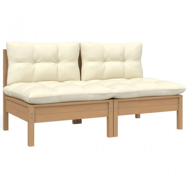 Day and Night - Day and Night 2-seater Garden Sofa In Solid Pine Wood with Cream Cushions