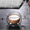 High Borosilicate Double-Layer High Temperature Resistant Glass Household Transparent With Handle Egg-Shaped Milk Cup Coffee Juice Glass