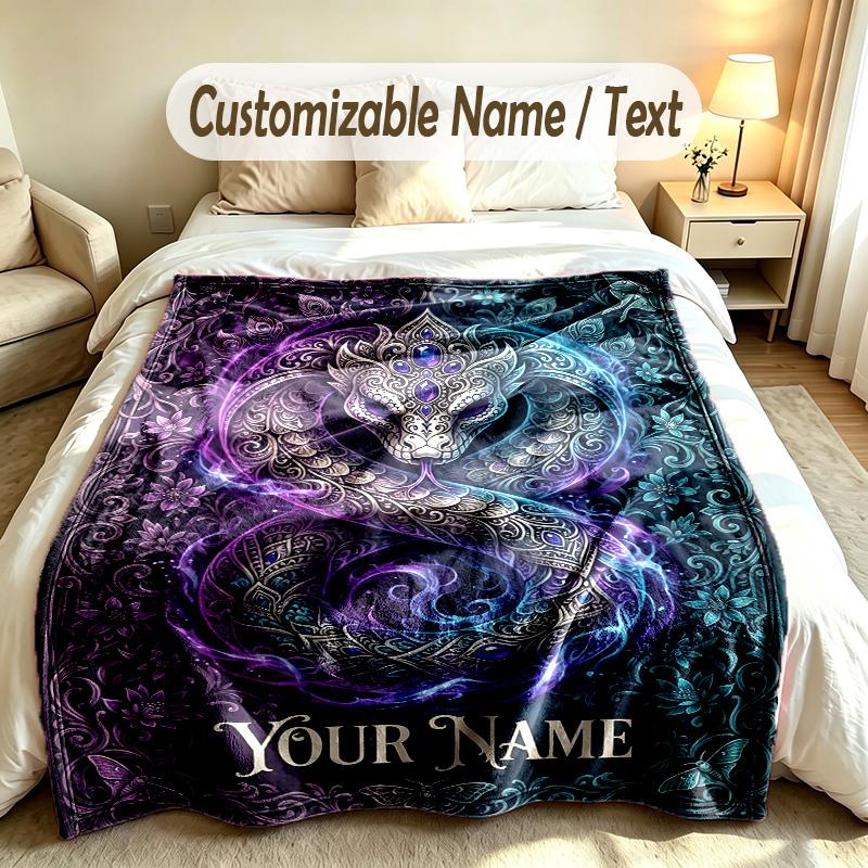 Fantasy Magic Theme Soft Blanket Personalized Custom Name Text Print Warm Blanket Home Sofa Bedroom Decor