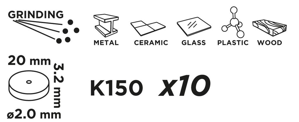 Corundum grinding disc 20 mm x 2.0 mm, 10 pcs.