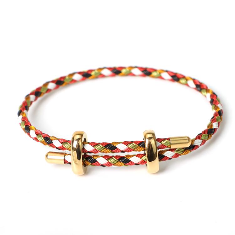 Simple Style DIY Bracelet With Clasp Fashion Stainless Steel Fastener Clasp Bracelet Adjustable Rope Bracelet