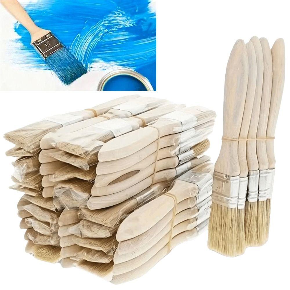 10Pcs Wooden Handle Pig Mane Brushes Thickened Wall Paint Brush Furniture Painting