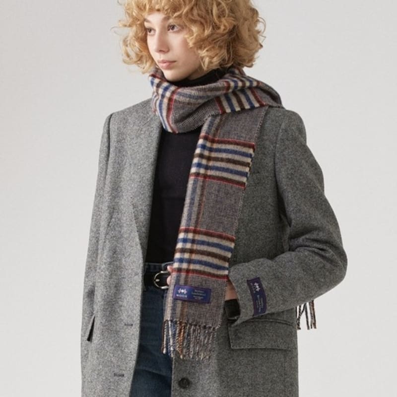 ABRAHAM MOON Merino Wool Muffler 25cm - Harrison Red Brown