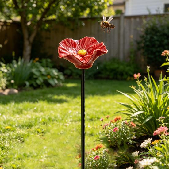 Harz Blume Gartenstab Bienen Tränke Hof Kunststab Outdoor Dekoration Bestäuber Wasserspender für Bienen Schmetterlinge Weg Blumenbeet Dekoration