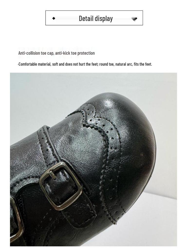 Spring 2026 Children's Leather Shoes: Velcro Loafers for Boys & Soft Sole Princess Shoes for Girls