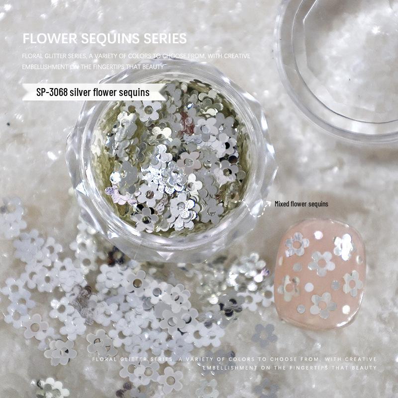 

Nail Art Flower Glitter Sequins: Gold, Silver, Black & White