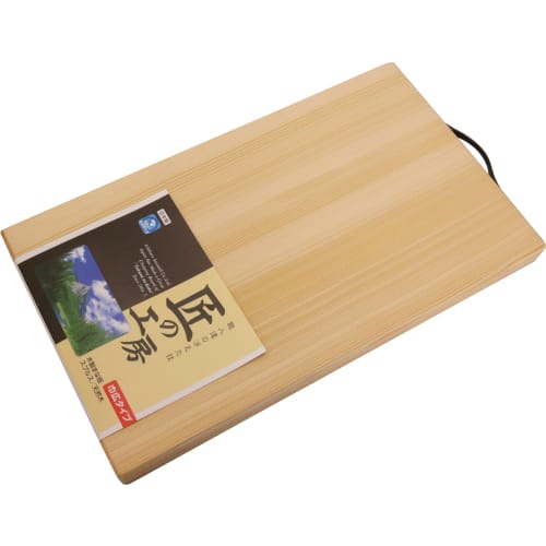 Ichihara Woodworks Wide Wooden Cutting Board with Metal Handle, 39 X 23cm
