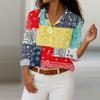 Women's Shirt With Floral Print Buttons, Long Sleeved Casual Regular Shirt  Blouses Casual Plus Size Basic Tops