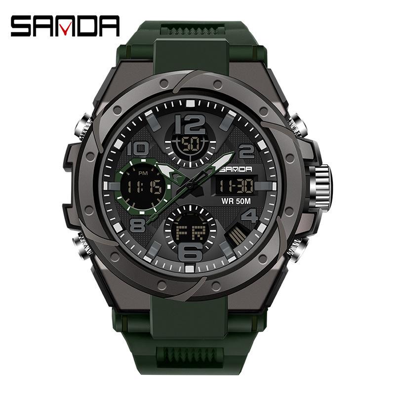 Sanda Watch New Lighting Male School Fashion Trend Digital Electronic Watch Multifunctional Waterproof And Shockproof Men'S Watch