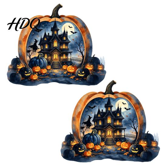 Outdoor Balcony Window Stickers Halloween Pumpkin Haunted House Static Stickers Waterproof PVC Castle Easy Application Decals Decals Removable
