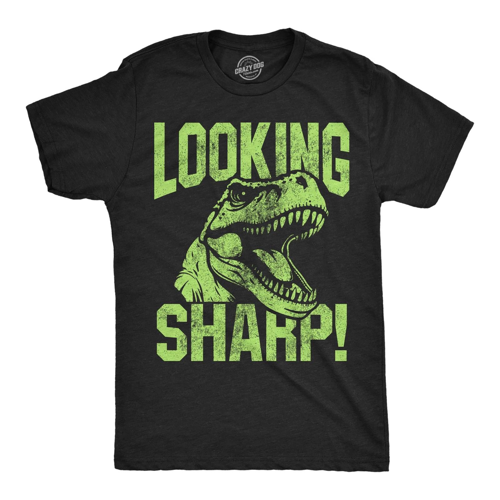 Mens Funny T Shirts Looking Sharp Sarcastic T Rex Graphic Novelty Tee For Men XS