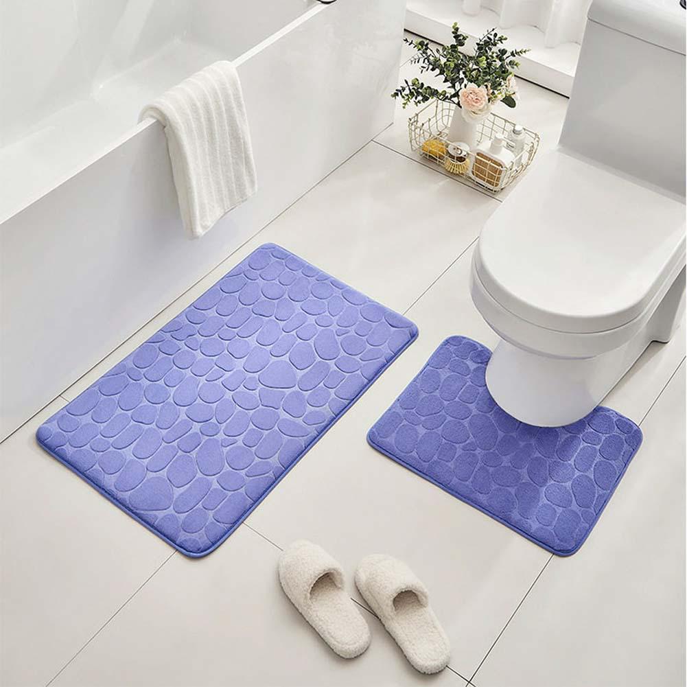 Kiesel Korallenfleece Badezimmer-Matten-Set - Wasserabsorbierend & Rutschfest (2 Stück)
