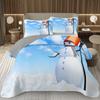 Copriletto Buon Natale, Set Copriletto Pupazzo di Neve Kawaii Queen/Full per Camera da Letto Bambini Ragazzi Ragazze, Set Piumino Tema Natale Cartone Animato