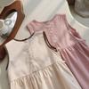 2026 Summer Korean-Style Ruched Sleeveless Girls' Dress