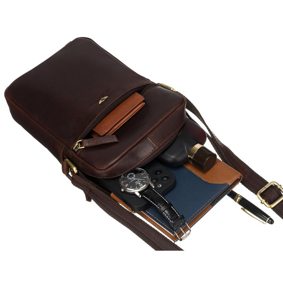 Herren Crossbody-Tasche aus glattem Echtleder - Peterson