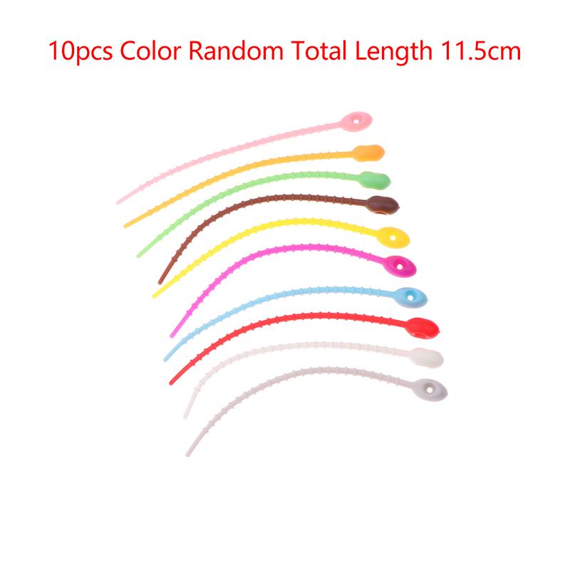 10Pcs Cute Candy Color Silicone Reusable Bag Ties Twist Wire Fasten Cable Zip Tie Headset Data Line Universal Lanyard Strap