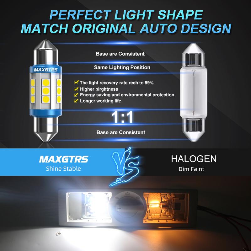 MAXGTRS 2X 12V 24V Festoon C5W C10W 3030 Chip Bulb Canbus Car LED Interior Dome Reading License Plate Lights 6000K
