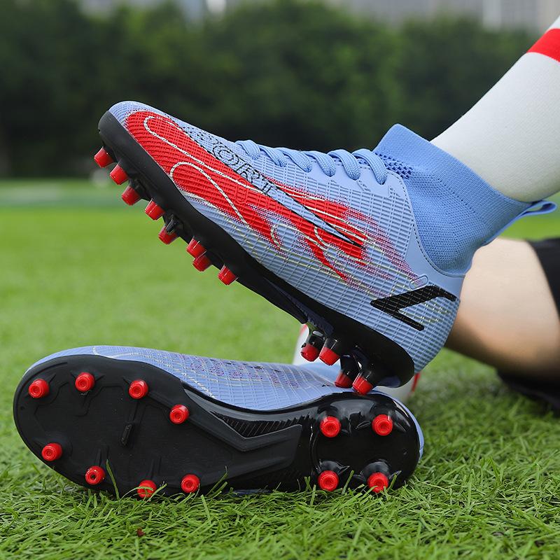 New High-top Football Shoes Boys and Girls Spikes Artificial Turf Youth Student Campus Professional Training Shoes