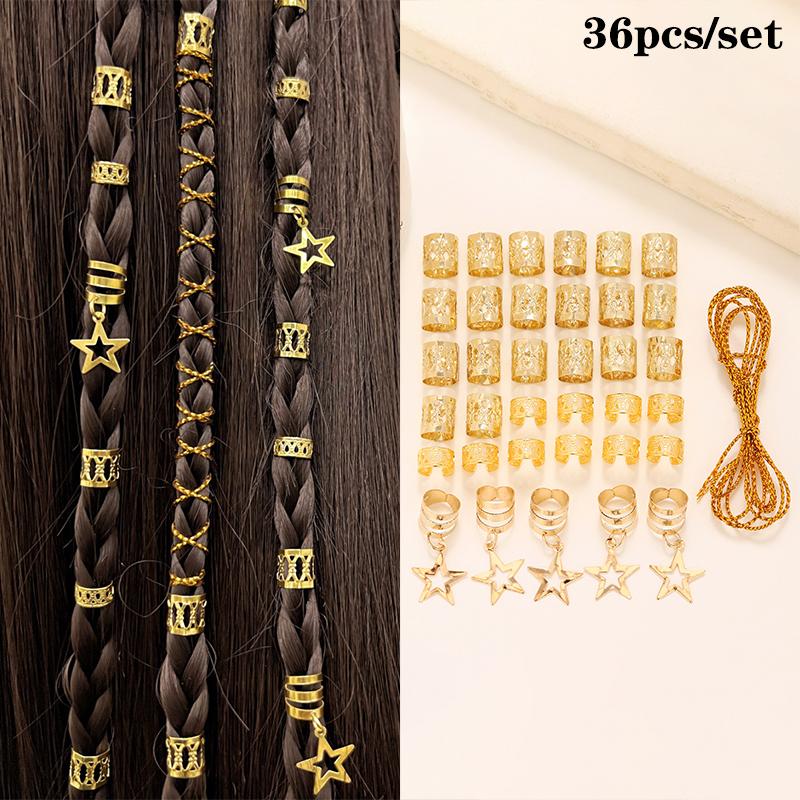 1Set Dreadlock Hair Rings Hair Jewelry Cuffs Clip Hair Braids Dirty Braids Bead Hippie Hairpin Accessories Headwear For Women