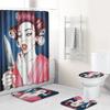 Printed Woman'S Head Pattern Bathroom Floor Mat Shower Curtain Carpet Combination E-Commerce