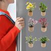 Artificial Potted Plants Refrigerator Magnet Home Office Kitchen Locker Fridge 3D Miniature Cork Pot Fake Flower Magnetic Decoration Ornament