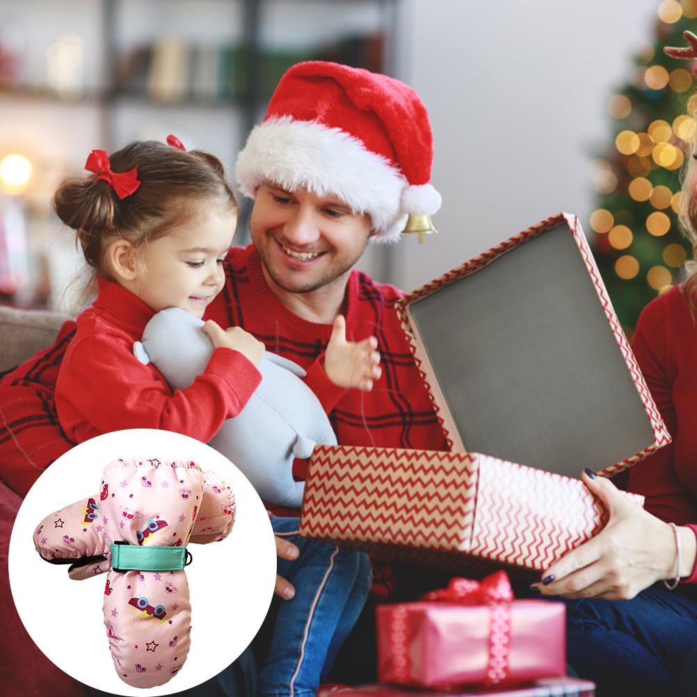 Muffole di Natale per Bambini Foderate in Pile Impermeabili Antiscivolo Guanti Invernali Caldi Guanti da Sci Regali per Bambini e Bambine Età 2 4