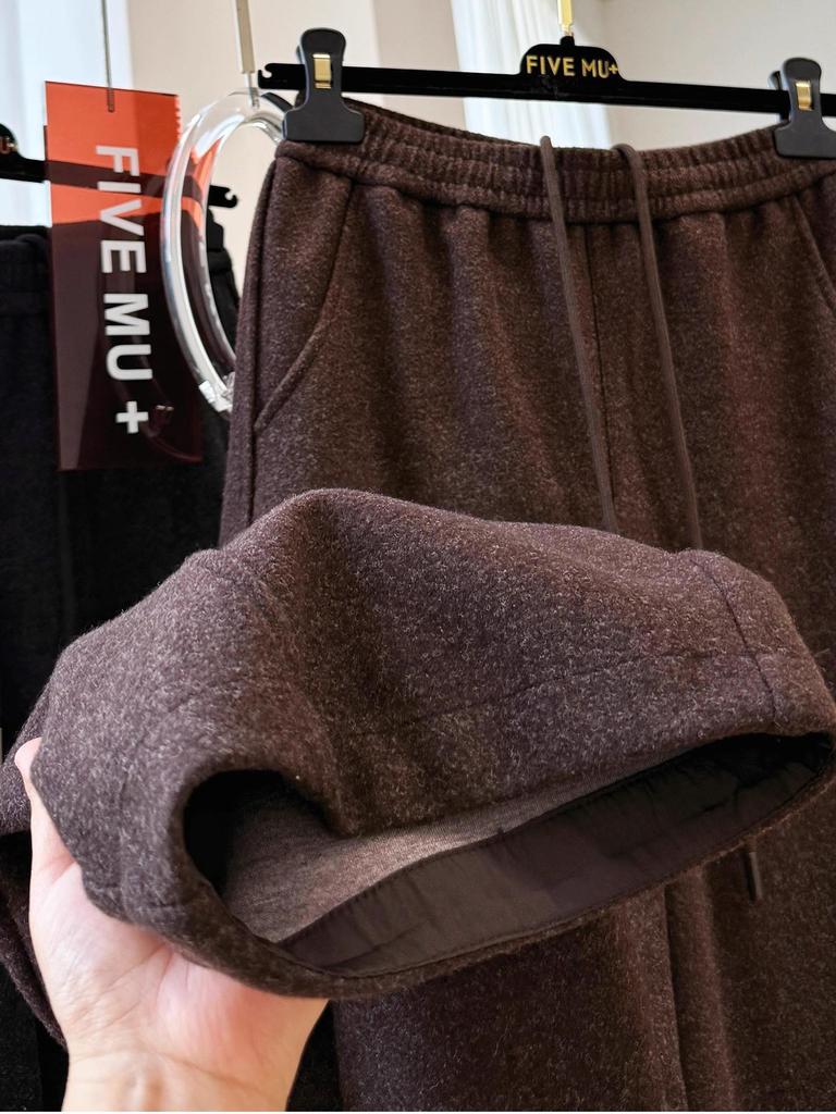 2025 Winter Korean Style Elastic Waist Wide-Leg High Waist Slimming Drape Pants