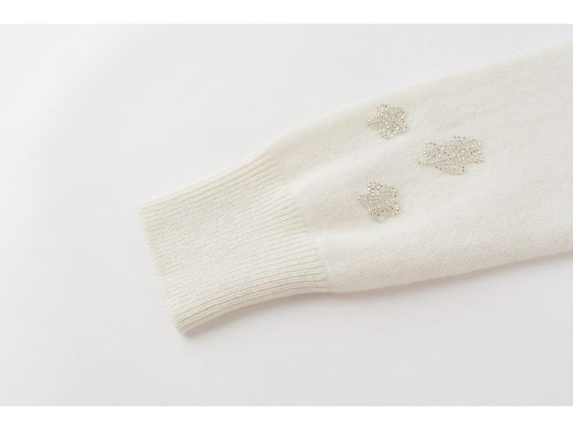 Γυναικεία Χοντρή Κασμιρέ Ζακέτα με Κλείσιμο με Κουμπιά, Χειροποίητες Χάντρες και Κεντημένες Λεπτομέρειες