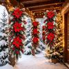 Christmas Decorative Garlands Selected Artificial Poinsettias, Red Berries, and Pine/Cypress Branches Feature Rich Colors and Natural Shapes