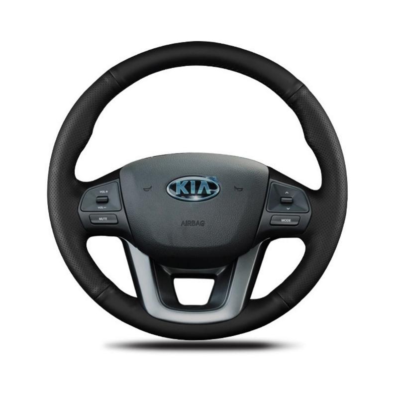 DIY Black Faux Leather Non-slip And Wear-Resistant Car Steering Wheel Cover For Kia RIO 2011 2012 2013 2014 Auto Parts