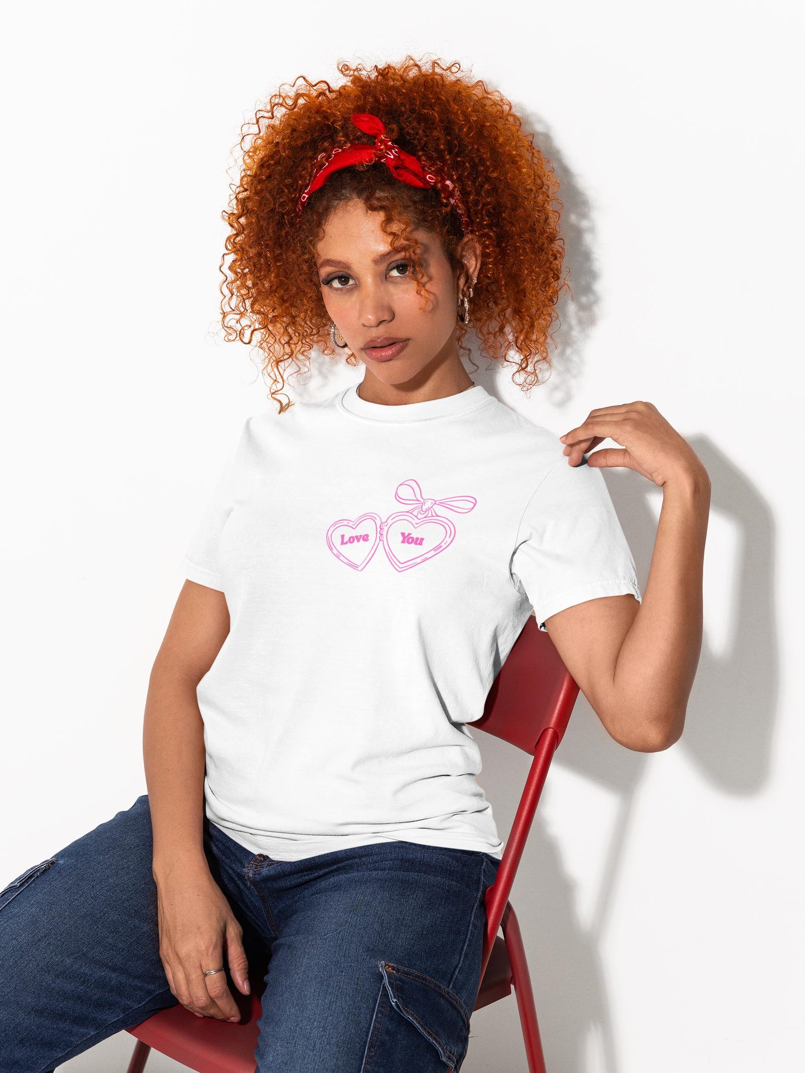 Pink Candy Heart Love You T-Shirt | Locket Heart Love Shirt XL