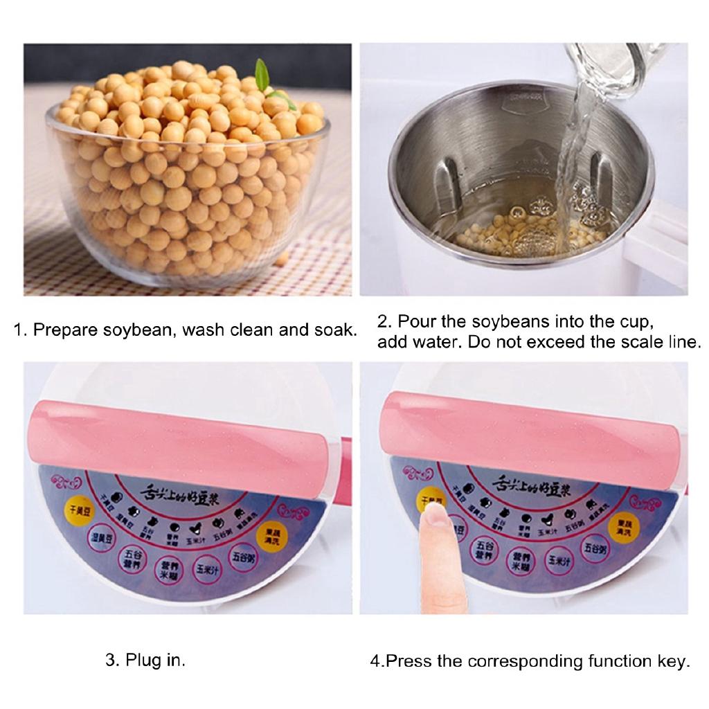 2L SoyMilk Machine Stir Rice Paste Maker Steel Filter-free Automatic Heating Soya-Bean Milk Juicer