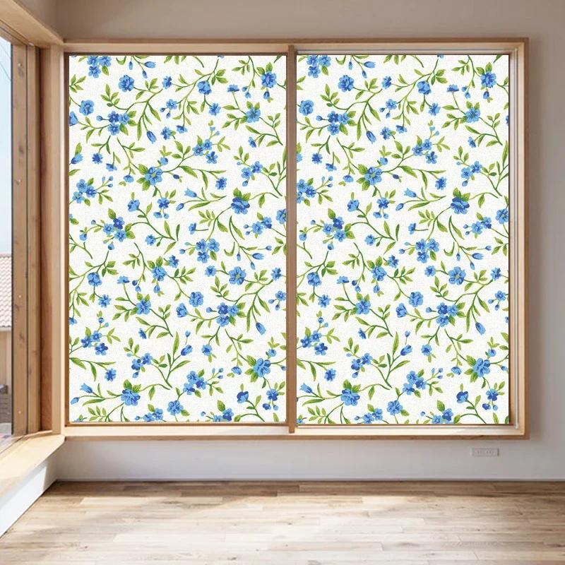 Flower Plants Window Film Privacy Static Clings Decorative Sun Blocking Non-Adhesive Anti-UV Glass Stickers for Home