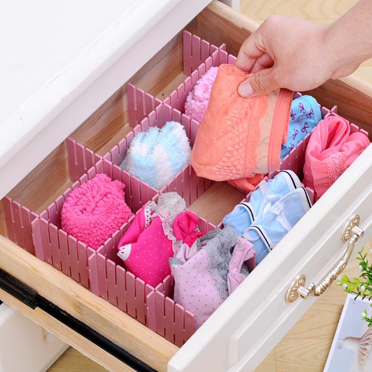4 Pieces of Drawer Partition Partition Partition Free Combination Classification Partition Plastic Underwear Socks Storage Cell Finishing Cell