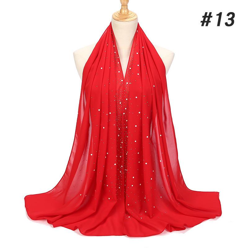 women plain bubble pearl chiffon scarf Head hijab wrap solid shawls headband foulard femme muslim hijabs stores