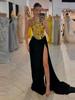 European-American One-Shoulder Black Leather Two-Piece Dress with Slit - Sexy Lace-Up Backless Evening Gown