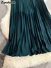 Wavy Edge Pleated Skirt High Waist Slimming Office Wear Versatile Long Dress for Women