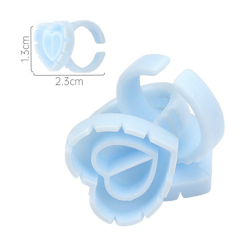 Heart-Shaped Eyelash Glue Ring Cups, 100-Pack - Eyelash Grafting & Embroidery Tools