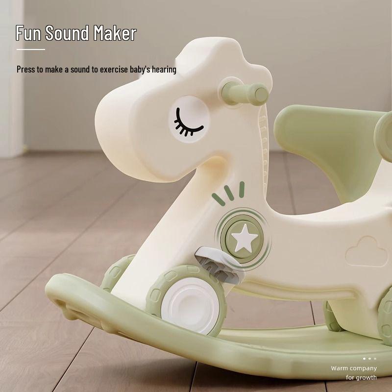 Happy Tree Dual-Use Wooden Rocking Horse & Slider for Infants & Toddlers with Free Shipping