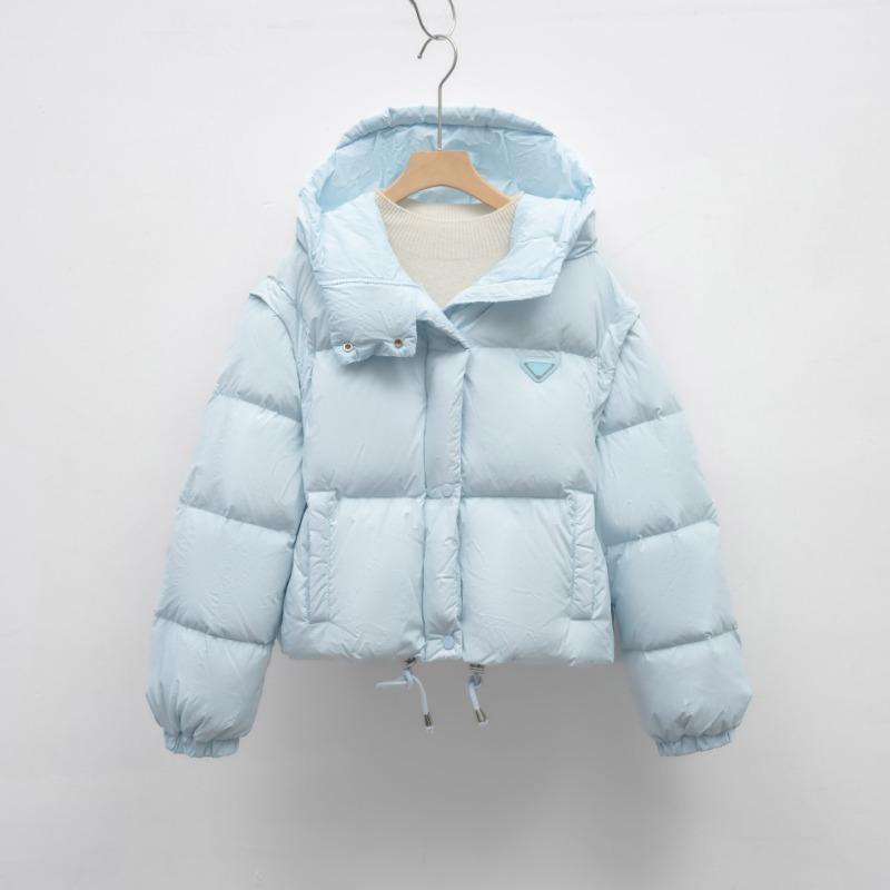 

Однотонная одежда из хлопка со съемными рукавами, женская зимняя одежда нового дизайна, короткий жилет с капюшоном, одежда для хлеба M светло-синий