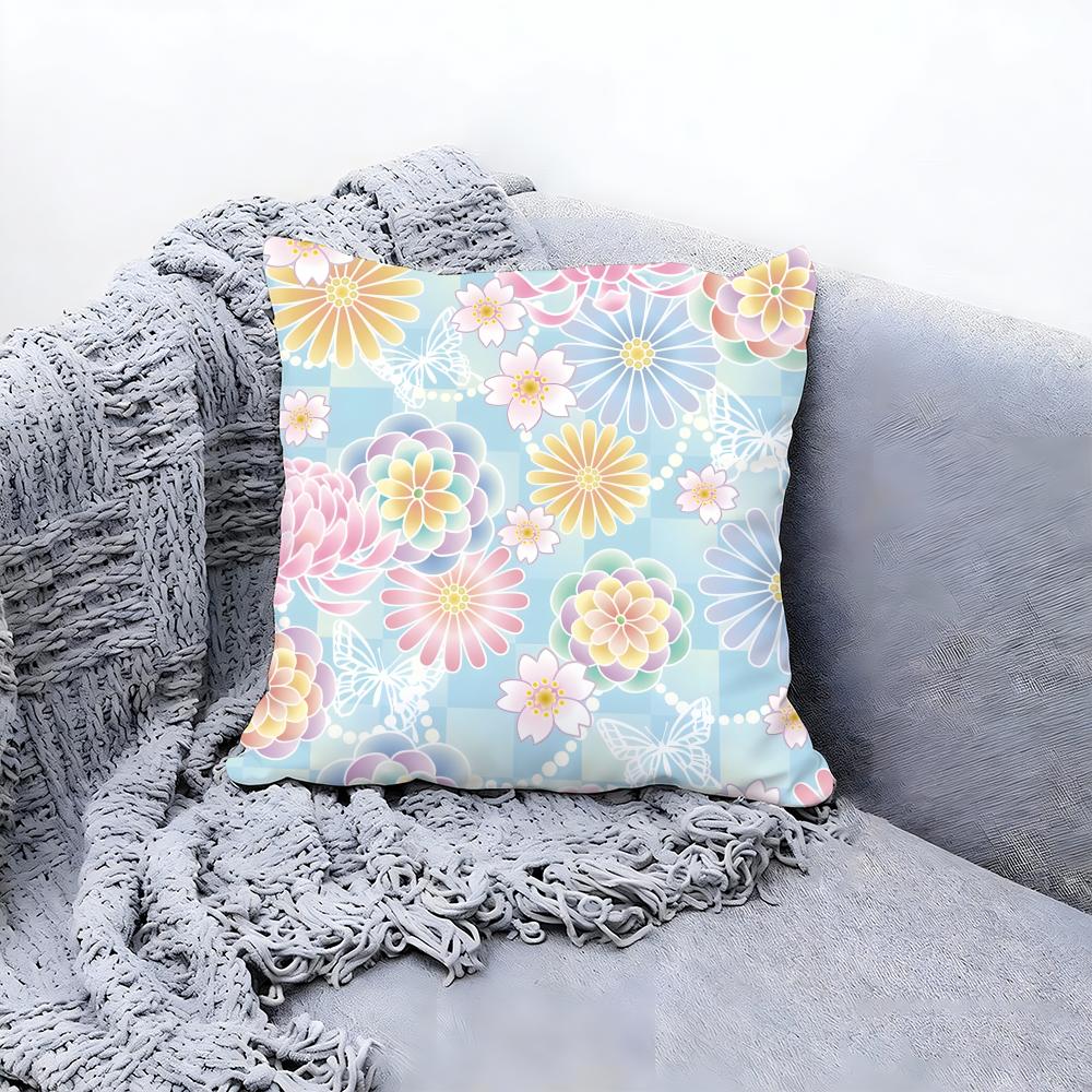 Traditional Chinese Floral Pattern Cushion Cover Premium Comfort Reversible Pillow Cove in One Design for Any Room Car Interior