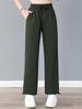 Women's Stylish High-Waist Ice Silk Wide-Leg Pants - Summer, Lightweight, Drapey, Middle-Aged Style