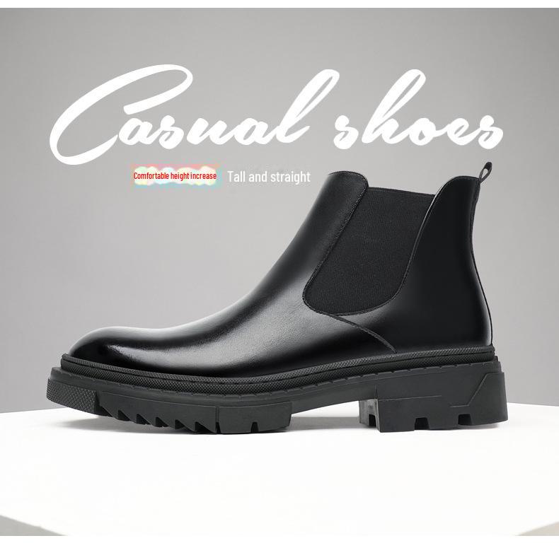 Men's Winter Cotton Martin Boots: British-Style, Mid-Cut Leather, Thick-Soled, Trendy Motorcycle Design