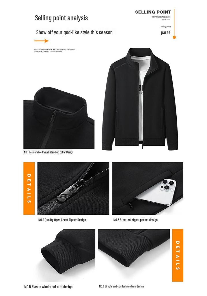 Men's Plus Size Velvet-Lined Cotton Hoodie Jacket: 2026 Autumn/Winter Fashion, Simple Sporty Style with Stand Collar