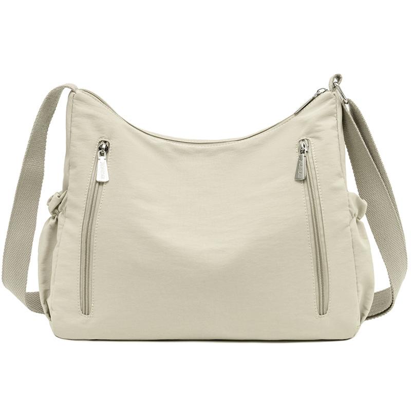 

Нейлоновая сумка большой вместимости Женская на плечо через плечо Легкая сумка-тоут для поездок бежевый