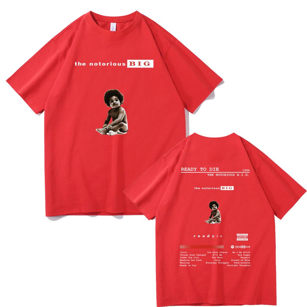 The Notorious Big Double Sided Print T Shirt Rapper Biggie Smalls Ready To Die Hip Hop Oversized T-shirts Men's Vintage Tshirt