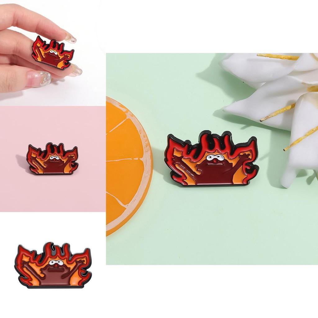 Cartoon Flame Colorful Brooch Creative Badge Accessory For Fashionable Outfits